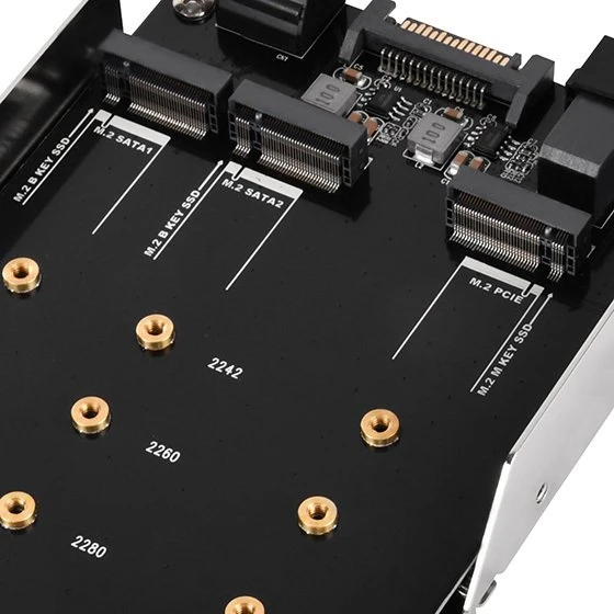 SilverStone SDP12, 2x SATA 7 Pin > 2x M.2 SATA, 1x SFF-8643 > 1x M.2 PCIe NVMe