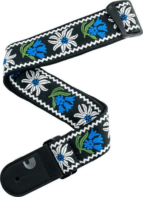 D'Addario Peace & Love Woven Guitar Strap Black and Blue