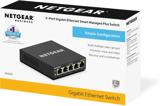 Netgear SOHO GS300 Desktop Gigabit Smart Switch, 5x RJ-45