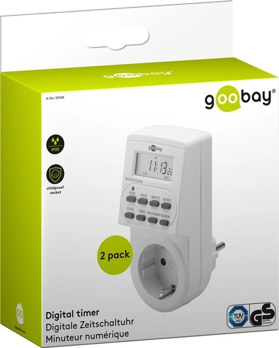 Wentronic goobay digitale Wochenzeitschaltuhr, IP20, weiß, 2er-Pack (55543) – Bild 3 von 3