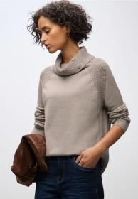Street One Stehkragen Pullover sandstone mocha mel. (Damen)