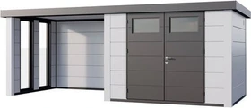 Telluria Classico 3024 Gerätehaus inkl. Anbau 2.84m links weiß/grau