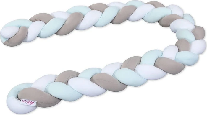 Babybay Jersey geflochten Nestchenschlange 180cm weiß/beige/aqua