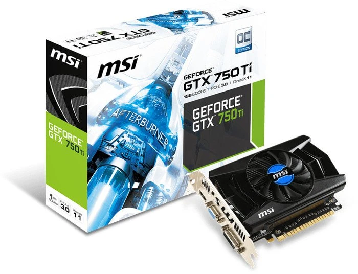 MSI GeForce GTX 750 Ti, N750Ti-1GD5/OC, 1GB GDDR5, VGA, DVI, HDMI