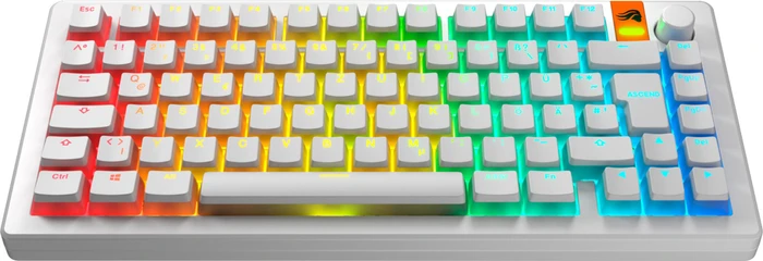 Glorious Aura V3 Keycaps, Kunststoff (PBT) Double-Shot, weiß/transparent, 131 Tasten, ISO-DE