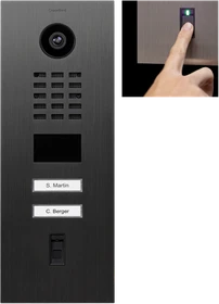 DoorBird D2102FV Fingerprint 50 IP Video Türstation mit 2 Ruftasten Titan, Edelstahl V2A, gebürstet