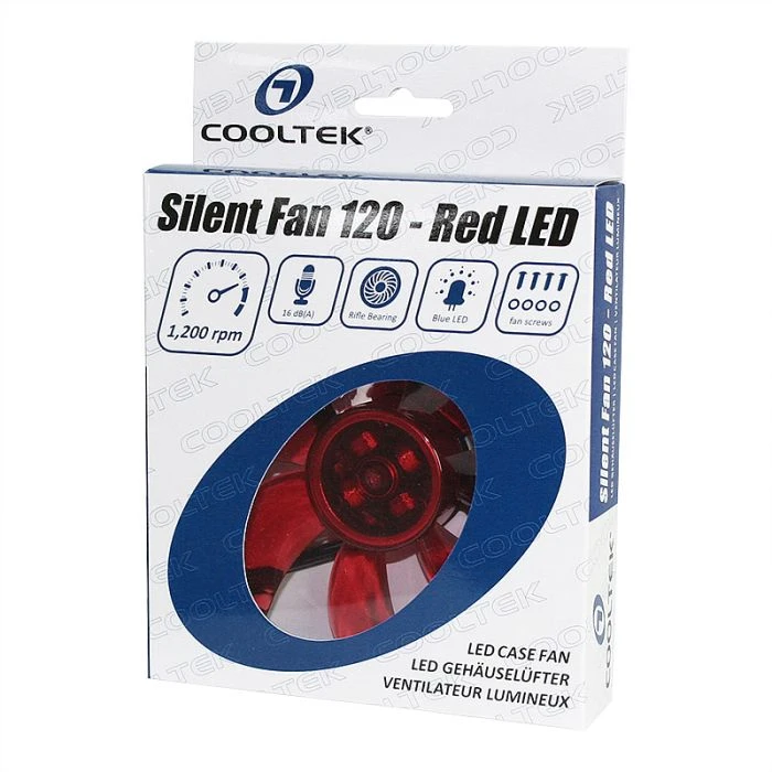 Cooltek Silent Fan 120 LED, rot, 120mm