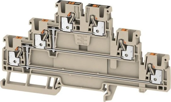 Weidmüller A3T 2.5 VL Durchgangs-Reihenklemme, Mehrstock-Reihenklemme, PUSH IN, 2.5 mm², 800 V, 24 A, dunkelbeige