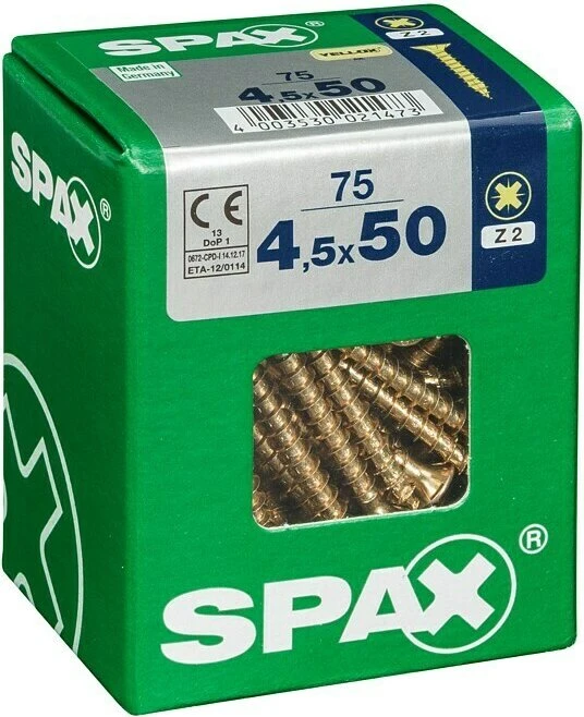 Spax YELLOX A2L 4CUT PZ2 Universalschraube, 4.5x50mm, 75 Stück