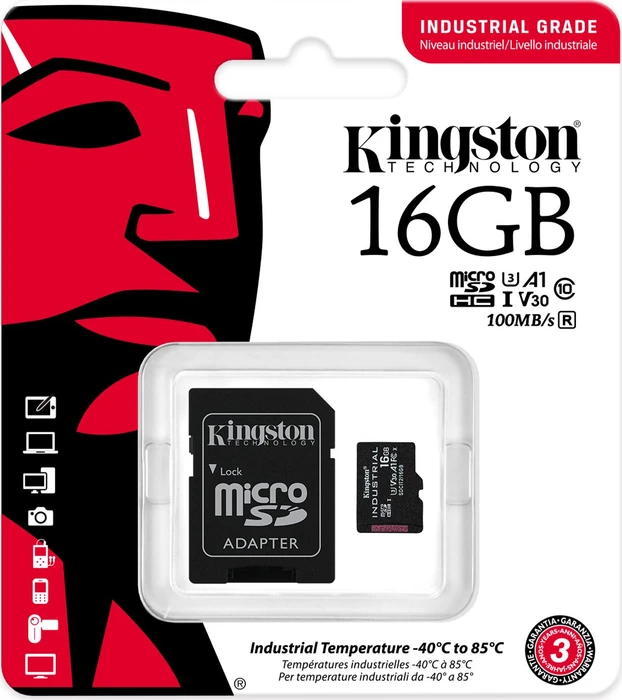Kingston Industrial Temperature Gen2 R100 16GB Kit, UHS-I U3, A1, Class 10