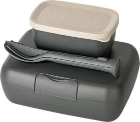 koziol Candy Ready Lunchbox und Besteck Geschirrset nature ash grey