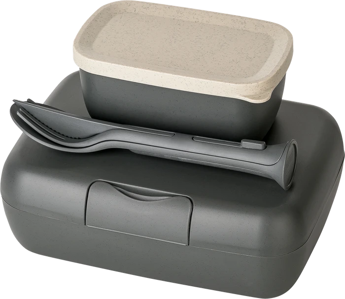 koziol Candy Ready Lunchbox und Besteck Geschirrset nature ash grey