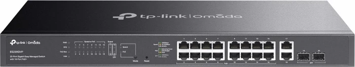 TP-Link Omada ES200 Rackmount Gigabit Managed Switch, 18x RJ-45, 2x SFP, 250W PoE+