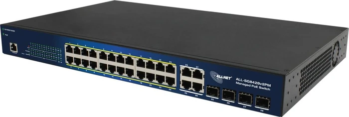 Allnet SG84 Rackmount Gigabit Smart Switch, 24x RJ-45, 4x RJ-45/SFP, 370W PoE+