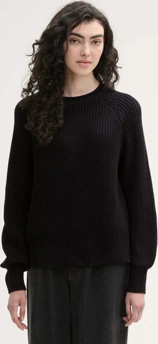 Tom Tailor Strickpullover mit leichten Ballonärmeln Strickpullover deep black (Damen)