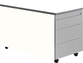 mauser Rollcontainer line, 1x Utensilienauszug, 3x Materialschublade, reinweiß/weiß/weißaluminium