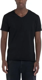 Replay Baumwolle V-Neck T-Shirt kurzarm schwarz (Herren)