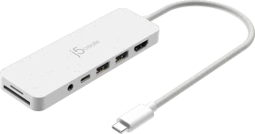 j5create Eco-Friendly 7-in1 USB-C Multi-Port Hub with Power Delivery weiß, USB-C 3.0 [Stecker] (JCD373EW)
