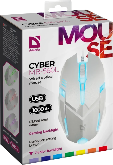 Defender Cyber MB-560L Wired Optical Mouse weiß, USB