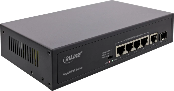 InLine Desktop Gigabit Switch, 5x RJ-45, 1x SFP, 65W PoE+