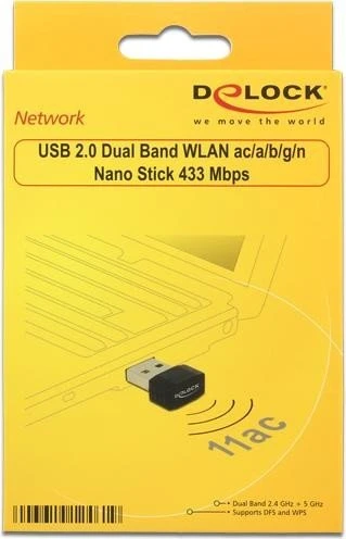 DeLOCK DualBand Nano Stick, 2.4GHz/5GHz WLAN, USB-A 2.0 [Stecker]