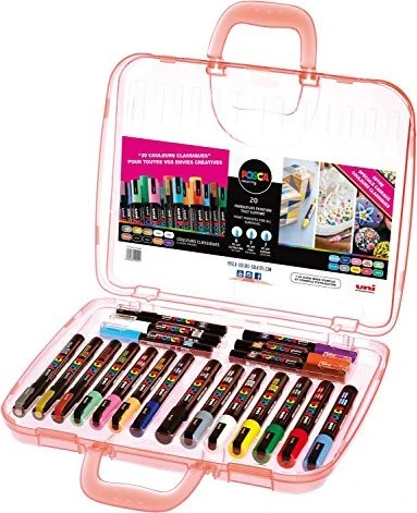Uni-Ball POSCA Acryl-Farbmarker sortiert, Malkoffer Klassik, 20 Stück