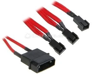 BitFenix Molex auf 3-Pin Adapter, sleeved, 20cm, rot