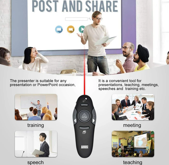 August LP205R Presenter mit Laserpointer schwarz, USB-A