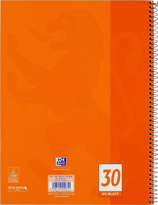 Oxford Schule Collegeblock, A4+, Lineatur 30, Softcover, orange, 80 Blatt