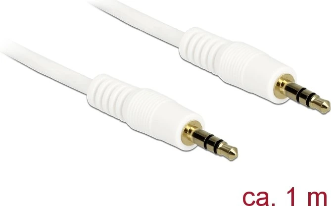 DeLOCK Klinkenkabel 3-Pin Stereo, 3.5mm Stecker auf 3.5mm Stecker, weiß, 1.0m