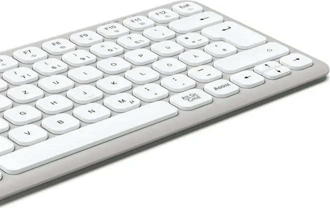 Hama WK-500 kompakte Multi-Device-Tastatur, grau/weiß, USB/Bluetooth, DE