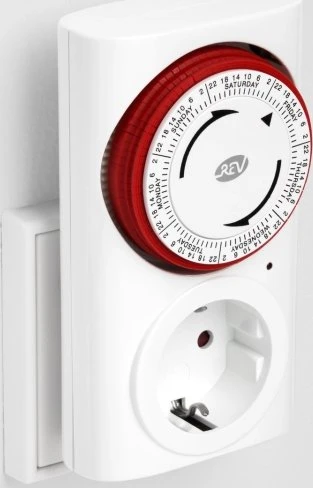 REV Ritter mechanische Wochenzeitschaltuhr Premium, weiß/rot