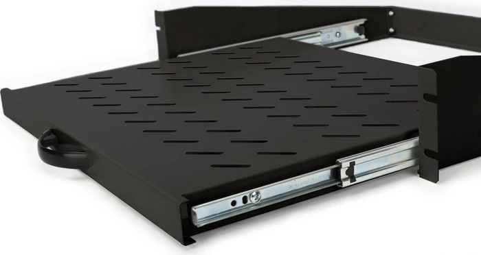 Digitus ausziehbarer Fachboden für Netzwerk- und Serverschränke, 19", schwarz, 450mm Einbautiefe, 2HE