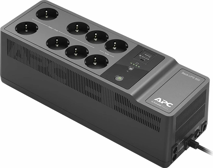 APC Back-UPS, 850VA, Steckdosenleiste, 8x Schuko, USB