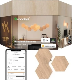 nanoleaf Elements Wood Look Hexagons Smart Lighting LED Panel Erweiterungspack 2W, 3 Stück