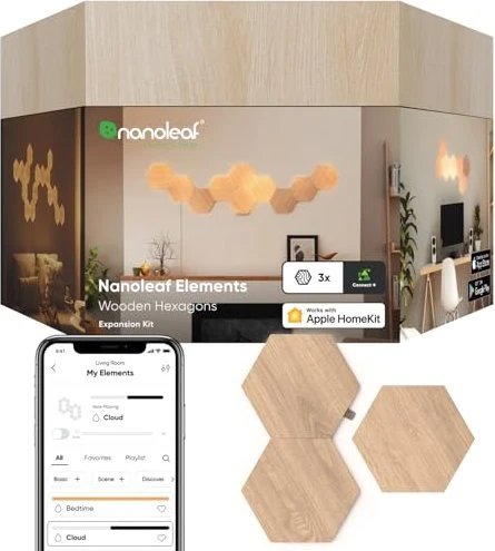 nanoleaf Elements Wood Look Hexagons Smart Lighting LED Panel
