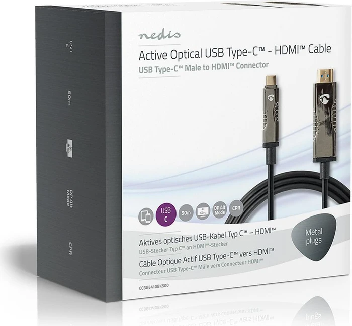 Nedis USB-C 3.1 [Stecker] auf HDMI [Stecker] 4K 60Hz Adapterkabel schwarz, 50m