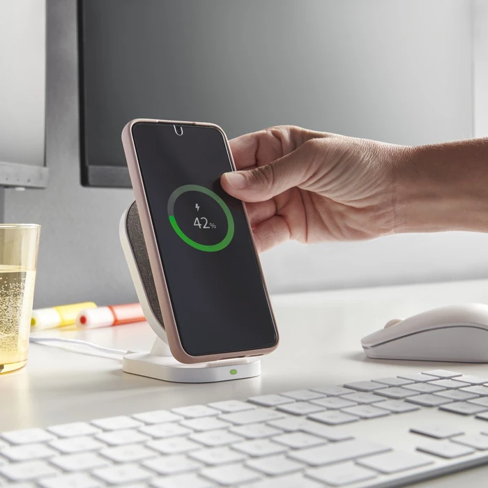 Hama Wireless Charger QI-FC10S-Fab 10W kabellose Smartphone-Ladestation weiß