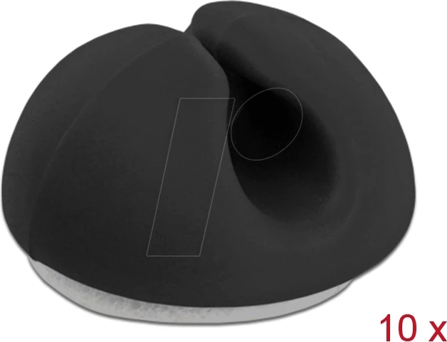 DeLOCK Kabelhalter Mini, selbstklebend, Set, schwarz, 10 Stück