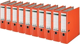Leitz Qualitäts Ordner 2-Ring 180° Plastik, 80mm, A4, orange, 10er-Pack