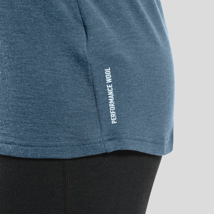Odlo Revelstoke Performance Wool Warm Baselayer Funktionsshirt langarm black/provincial blue melange (Herren)