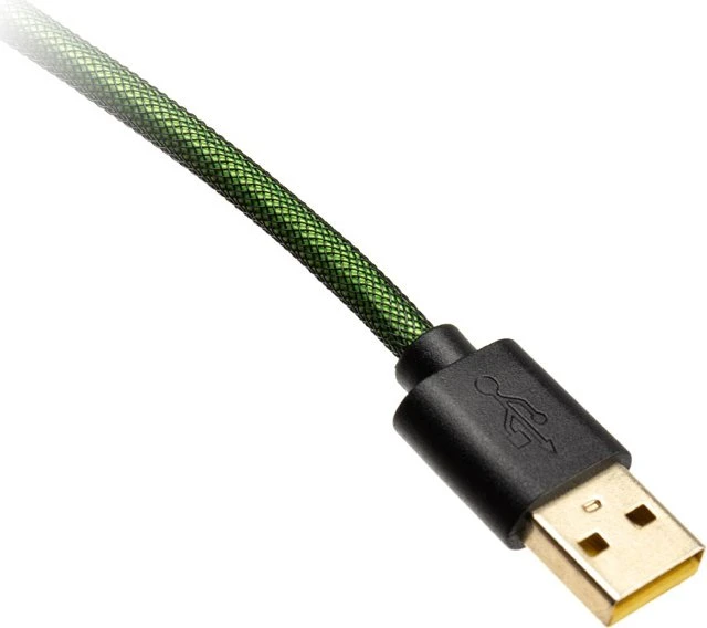 Ducky Premicord Spiralkabel USB-C auf USB-A, Tastaturkabel (Spiral-Textilkabel), 1.8m, Pine Green