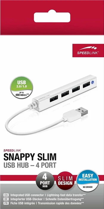 Speedlink Snappy Slim USB-Hub, 4x USB-A 2.0, USB-A 2.0 [Stecker]