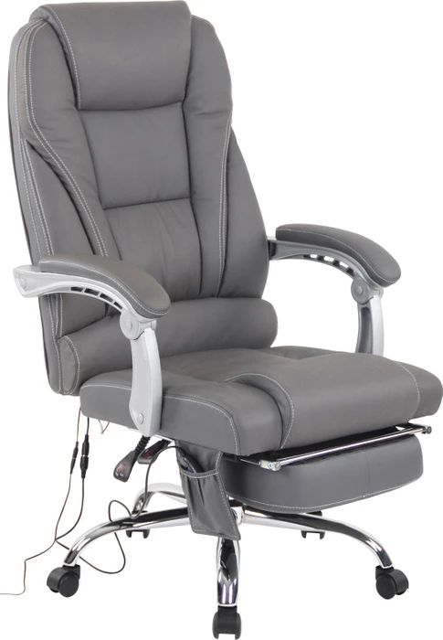 CLP Pacific Leder Bürostuhl mit Massagefunktion, grau