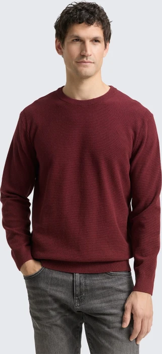 Tom Tailor Bio-Baumwolle Strickpullover bordeaux melange (Herren)