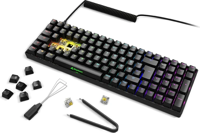 Sharkoon Skiller SGK50 S2, schwarz, LEDs RGB, hot-swap, Gateron YELLOW, USB, DE