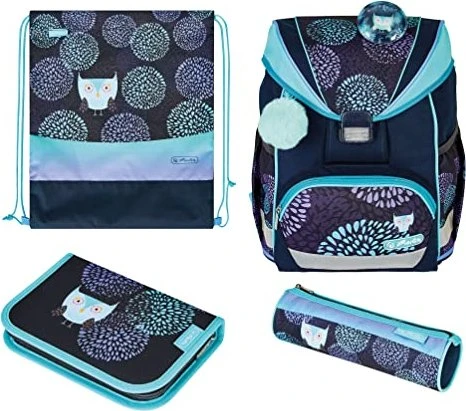 Herlitz Ultra Light Plus Flower Owl Schultaschen-Set, 4-tlg.
