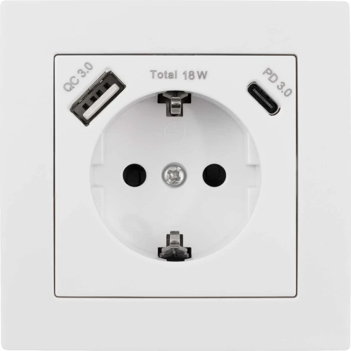 McPower Flair Steckdose USB-C/USB-A weiß