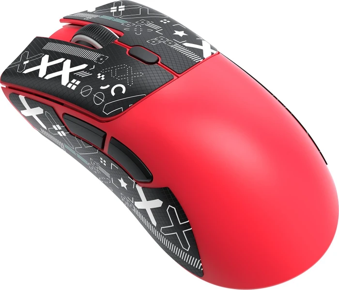 Attack Shark R1 Wireless Gaming Mouse rot, inkl. Grip Tape, USB/Bluetooth