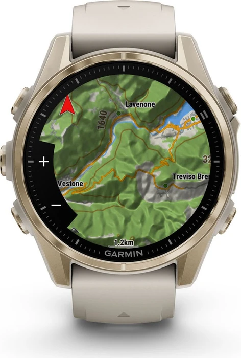 Garmin Fenix 8 43mm Sapphire soft gold/fog grey-dark sandstone silicone